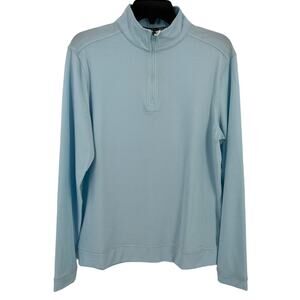 Southern Tide T3 Cruiser Micro Stripe Pullover Mock Neck Shirt Mens Sz S Aqua